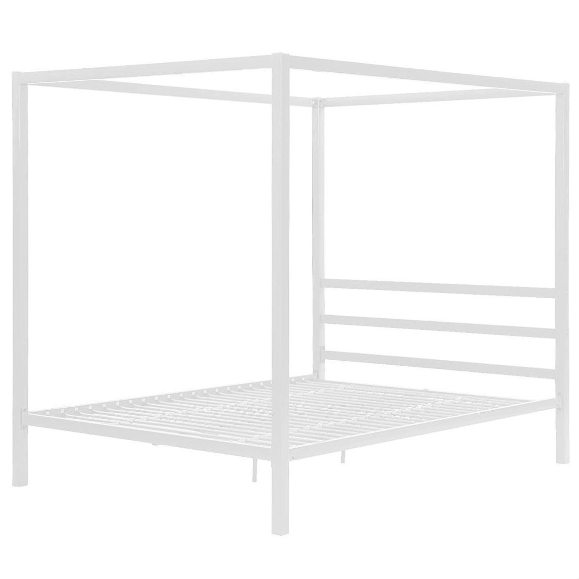 Queen size Sturdy Metal Canopy Bed Frame in White Finish