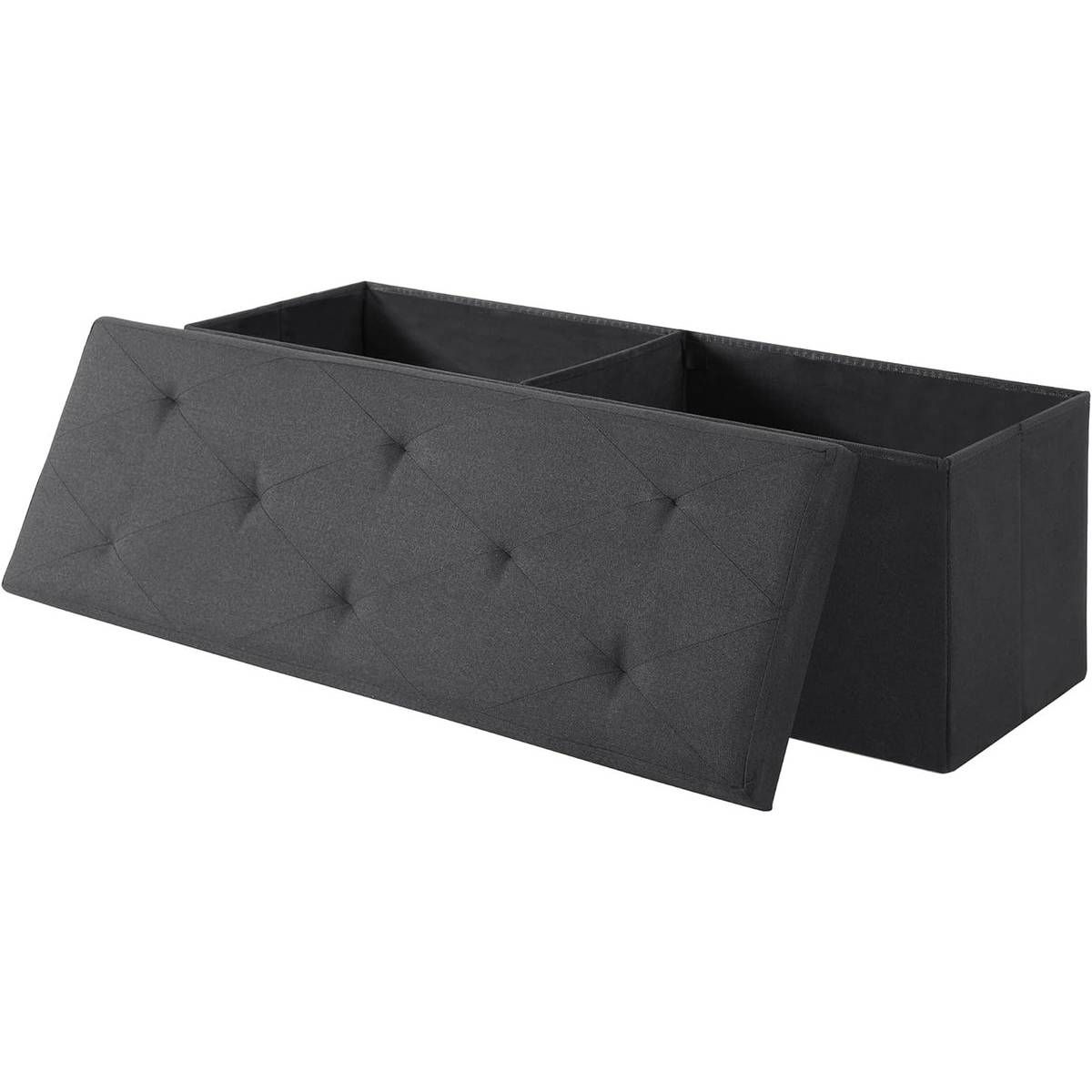 Black Linen Upholstered Bedroom Living Room Entryway Storage Bench Ottoman
