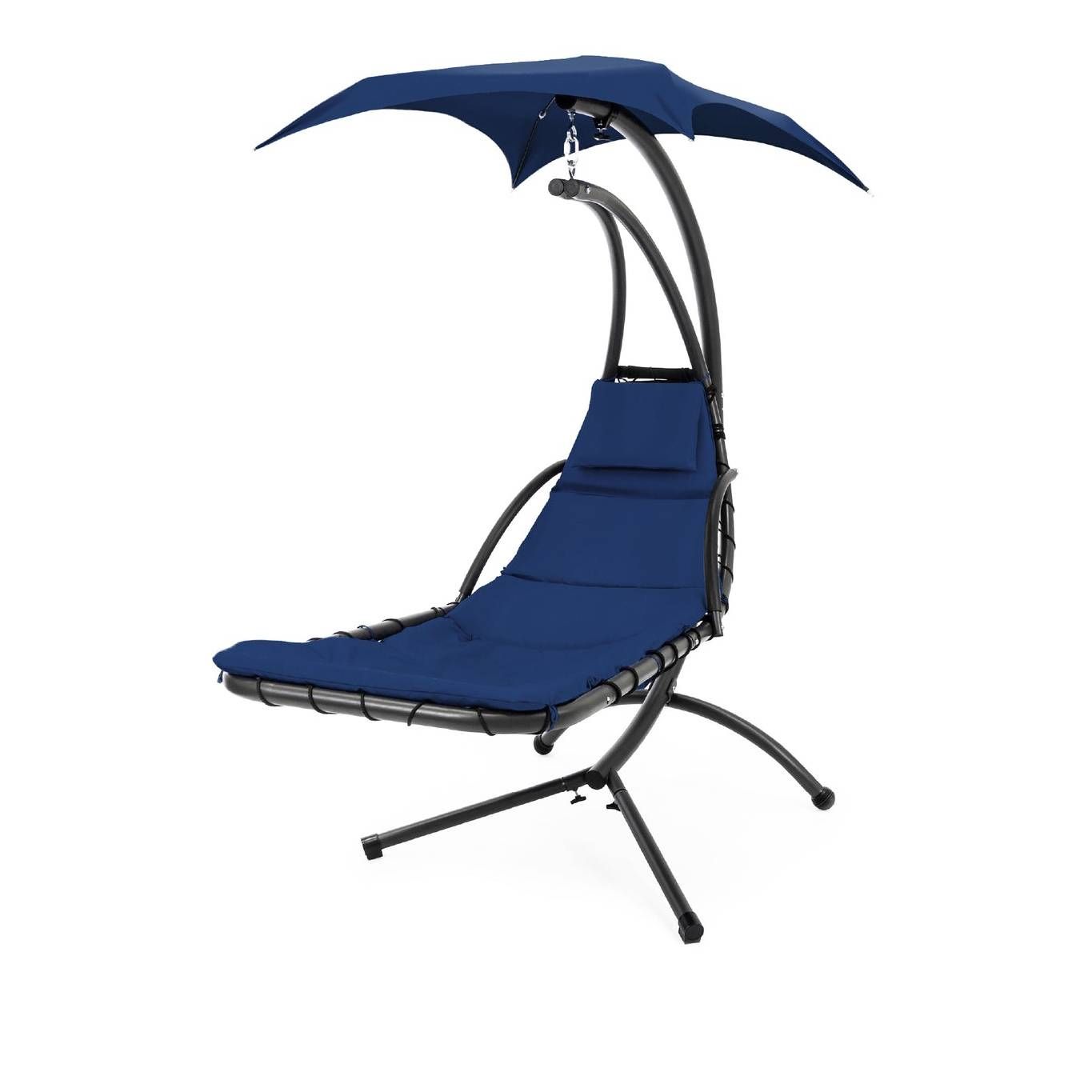Navy Blue Single Person Sturdy Modern Chaise Lounger Hammock Chair Porch Swing