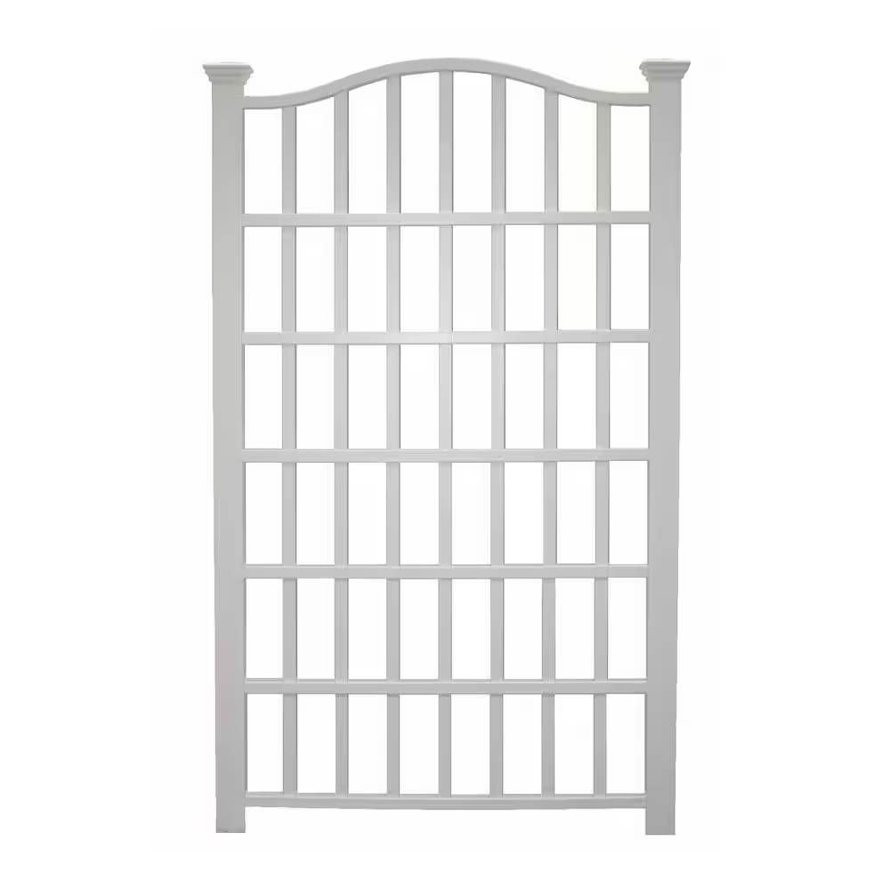Large 8-Ft x 4.5-Ft Outdoor White Vinyl Garden Trellis Privacy Screen