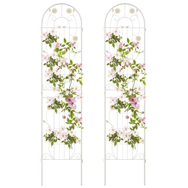 2 Pack - 7-ft Galvanized Steel Garden Trellis in White Metal Outdoor Finish